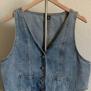 SHEIN Light Blue Denim Vest
